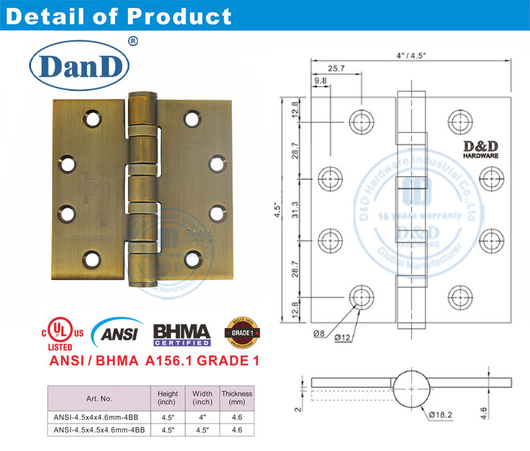 Charni&egrave;re de porte en bronze antique