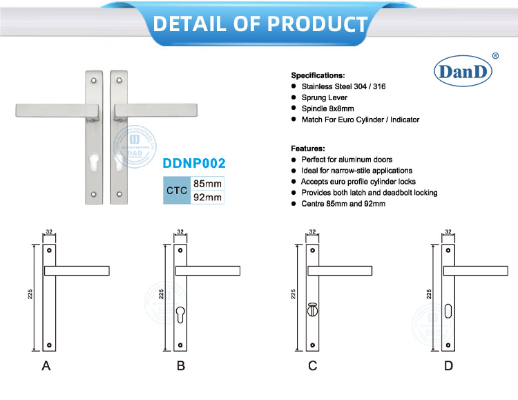 Poign&eacute;e de porte &eacute;troite