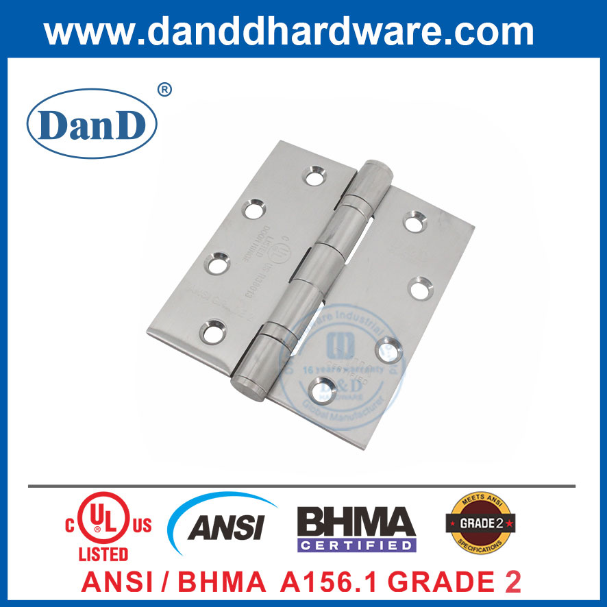 ANSI / BHMA Grade 2 Silver extérieur Hinge de porte avec UL Fire Rated-DDSS001-ANSI-2-4.5X4X3.4