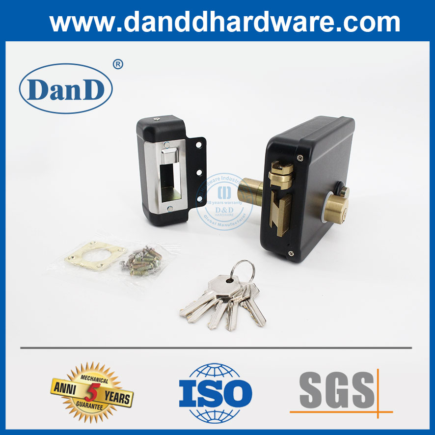 LATCH DE PORTE DE SÉCURITÉ LATCH 3 ROND BLACK BLACK ELECTRIC RIM LOCK SET-DDRL042