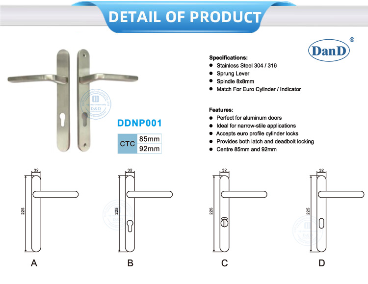 Poign&eacute;e de porte &eacute;troite