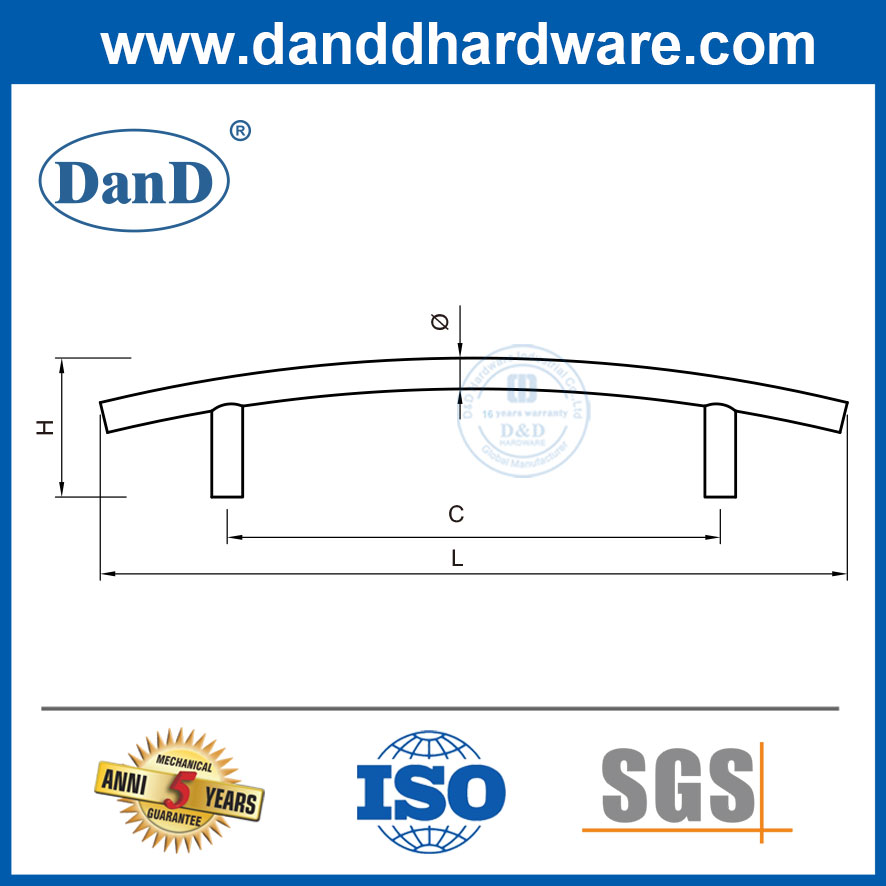 Cabinet de cuisine de meubles tire des poignées commode en acier inoxydable-DDFH029