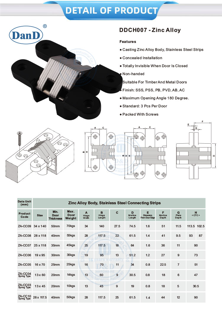 Hinges de porte cach&eacute;es