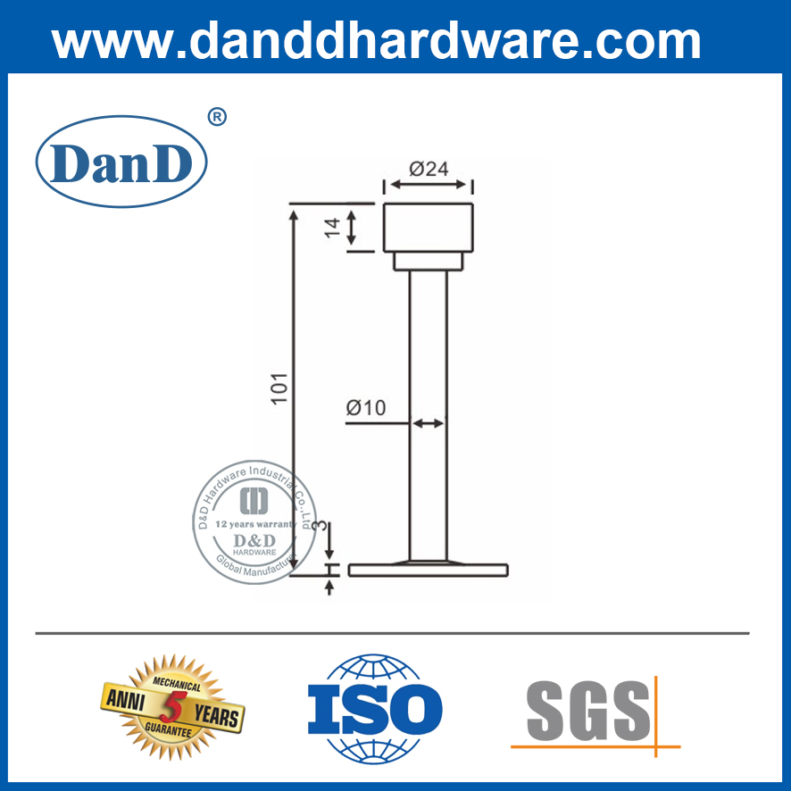 Porte blanche de haute qualité Arrêt en acier inoxydable Meilleur arrêt de porte intérieure-DDDS018