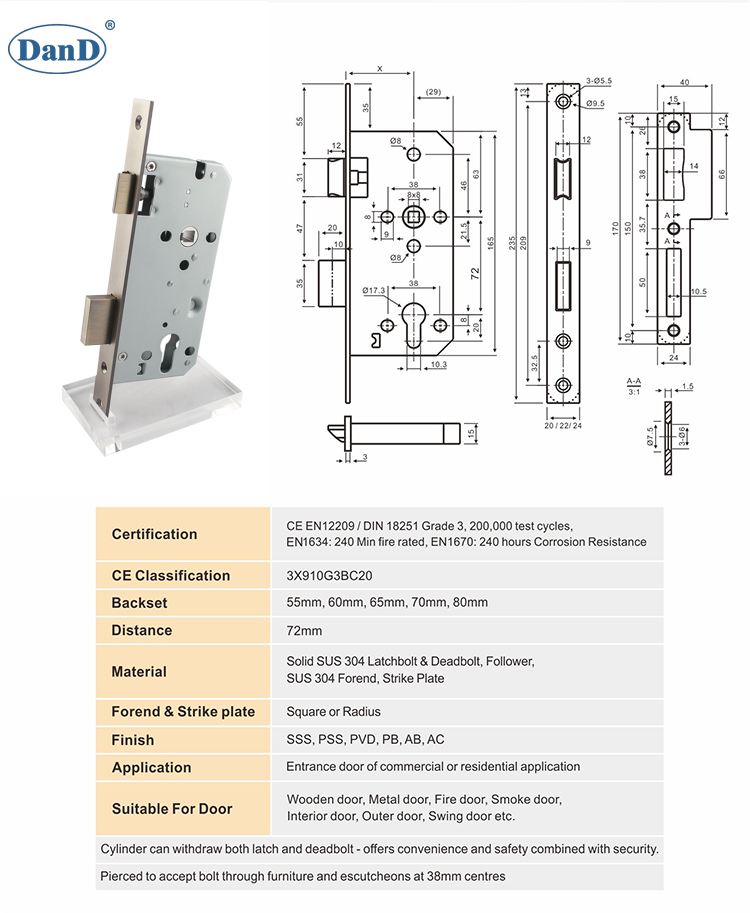 Mortise European Antique-European Lock-D et D Hardware
