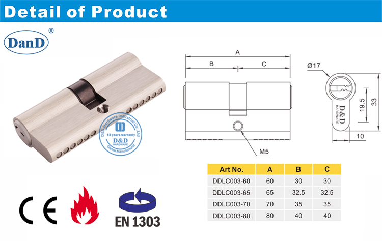 Hardware Cylinder-D et D de la porte Mortice