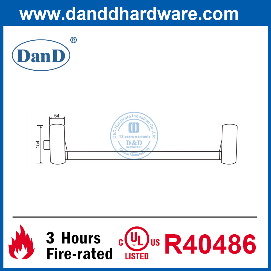 Acier inoxydable 304 Type de presse de porte commerciale Panique Push Bar-DDPD021