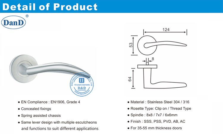 Poign&eacute;e de porte principale-D et D