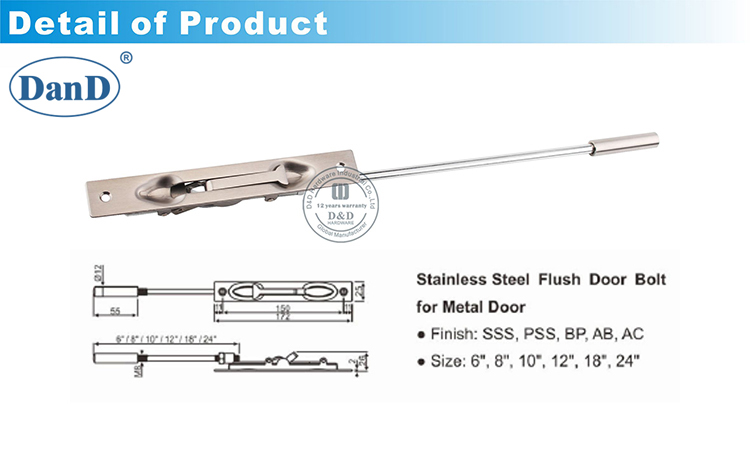 Bolt de porte de montage &agrave; chasse d'eau et de quincaillerie D