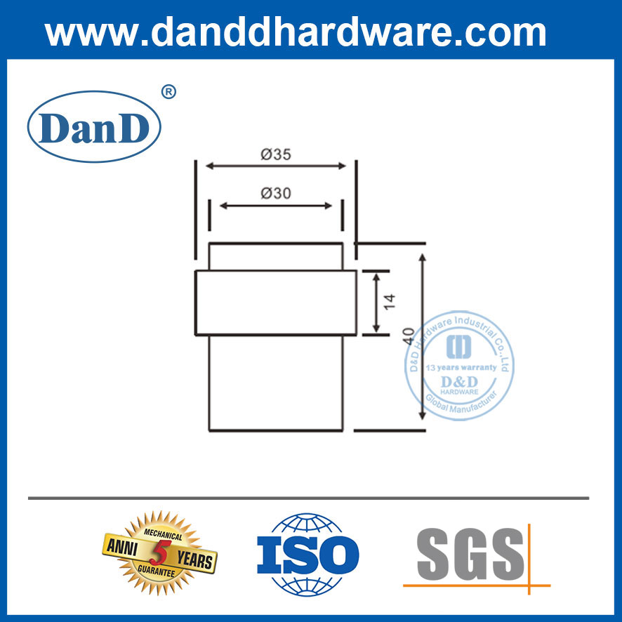 Silver Safety Short Door STOP SS304 Extérieur Small Door Stopper-DDDS010