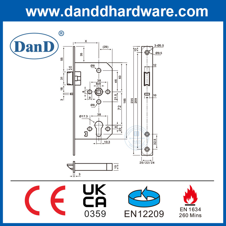 Design simple CE High Security Door Locks Night Latch Lock-DDML014-6072