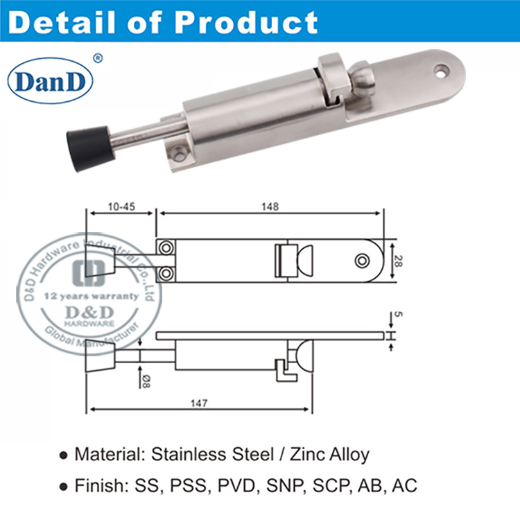 Hardware Stop-D de la porte de printemps et D