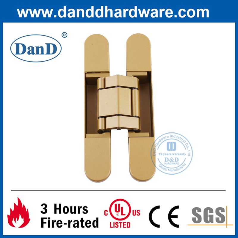 3d zinc alliage doré de porte cachée dorée pour porte en bois-DDCH008-G80