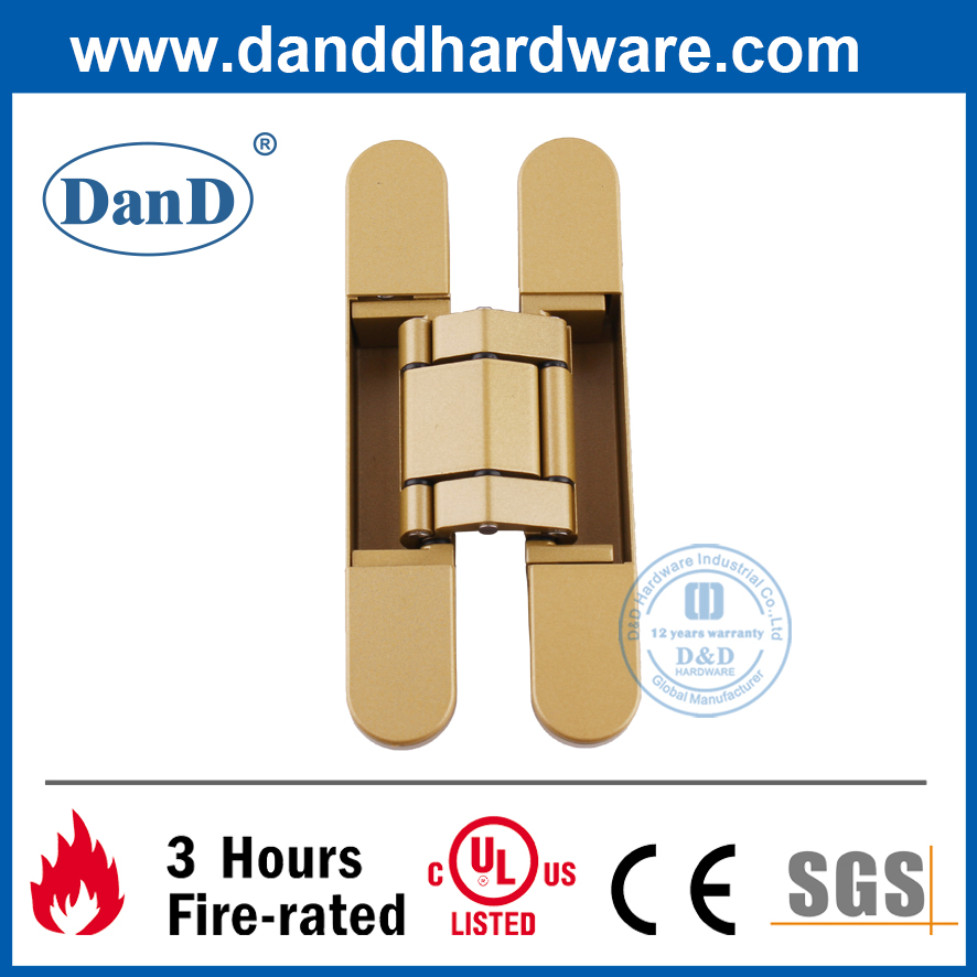 Golden peint en alliage de zinc 3D Réglage invisible Hing pour la porte lourde-DDCH008-G120