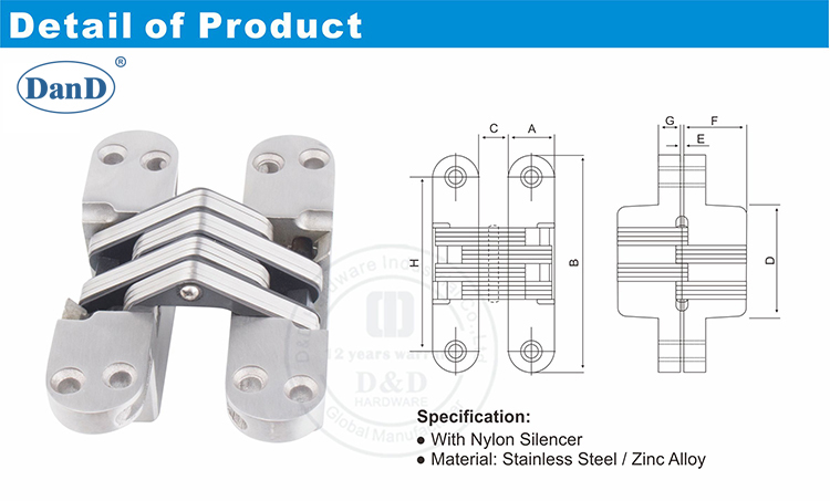 Charni&egrave;re en acier inoxydable-d et D