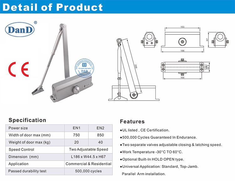 CE Internal Door Closer-D et D Hardware
