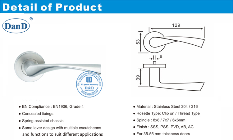 Poign&eacute;e de porte de levier ext&eacute;rieur-D et D