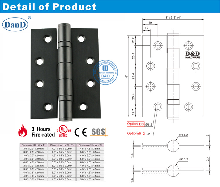 Charni&egrave;re de porte noire-D et D