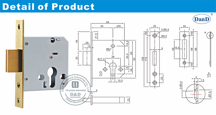 Serrure de porte Body-D et D mat&eacute;riel D et D