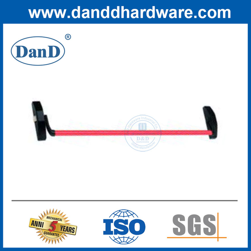 Dispositifs de barre de sortie de panique à barre transversale en acier dispositif de sortie de panique unique en rouge et noir ddpd034