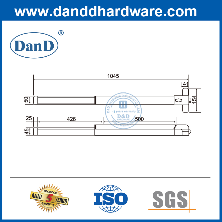 Portes avec des barres de panique Dogging Thumb Turning en acier inoxydable Panique Bar Porte Hardware-DDPD007
