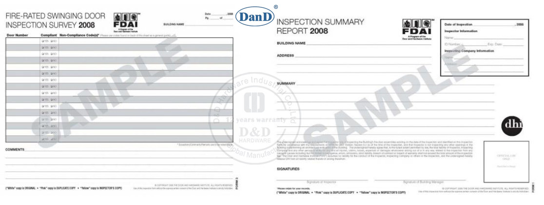 Norme internationale de la porte de feu et de la quincaillerie D