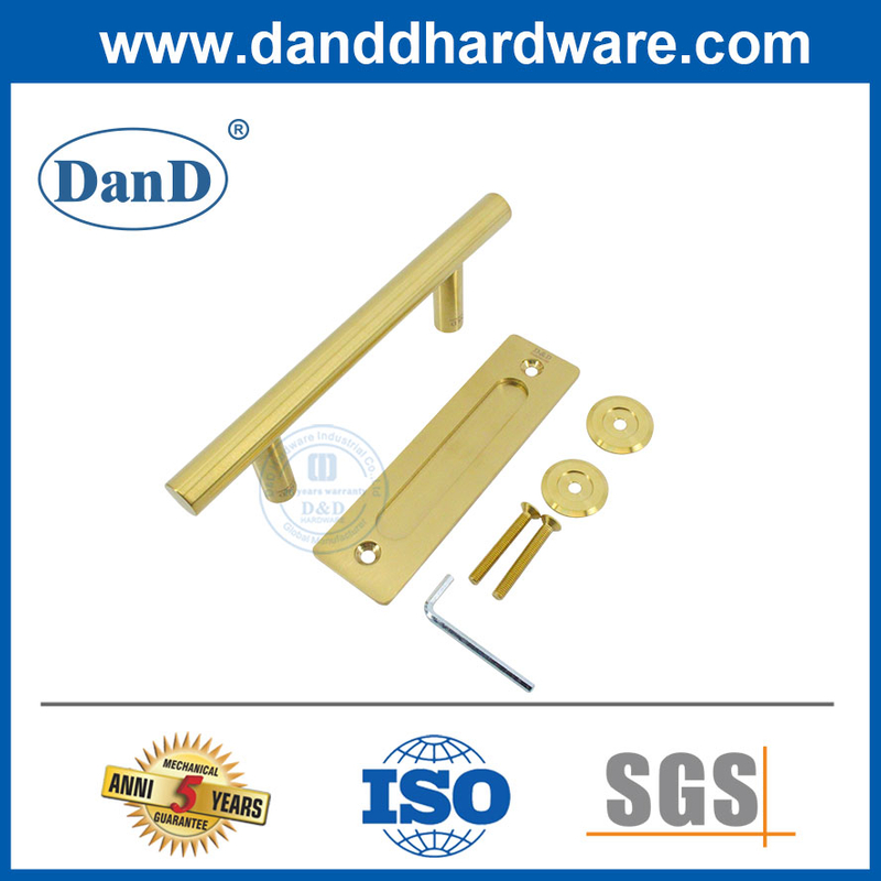 Portes de grange coulissantes extérieures Gandage de la porte en or en acier inoxydable Porte de porte DDBD102