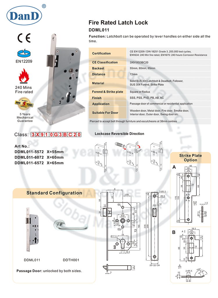 Meilleur quincaillerie Latchbolt Dor Home-D et D