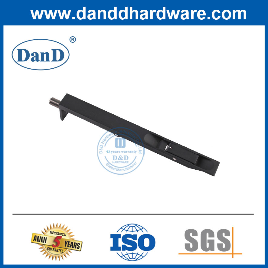 Boulon à chasse d'eau lourde noir en acier inoxydable pour porte en bois-DDDB001