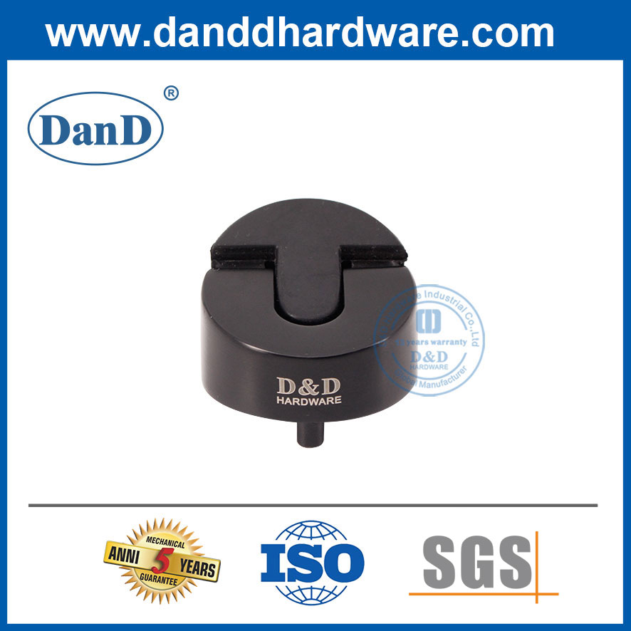 Type rond moderne Matt Black Rubber Door Stopperper en acier inoxydable-DDDS006