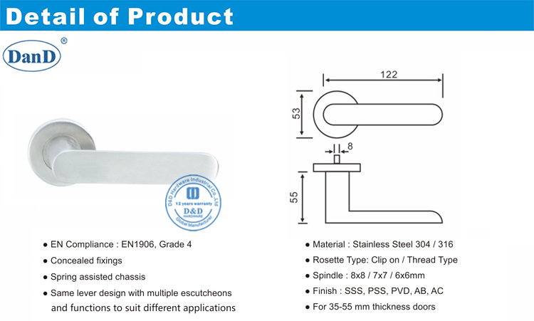 Poign&eacute;e de porte m&eacute;tallique-D et D