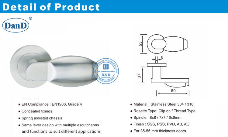 Hardware Poign&eacute;e de porte de style levier D et D