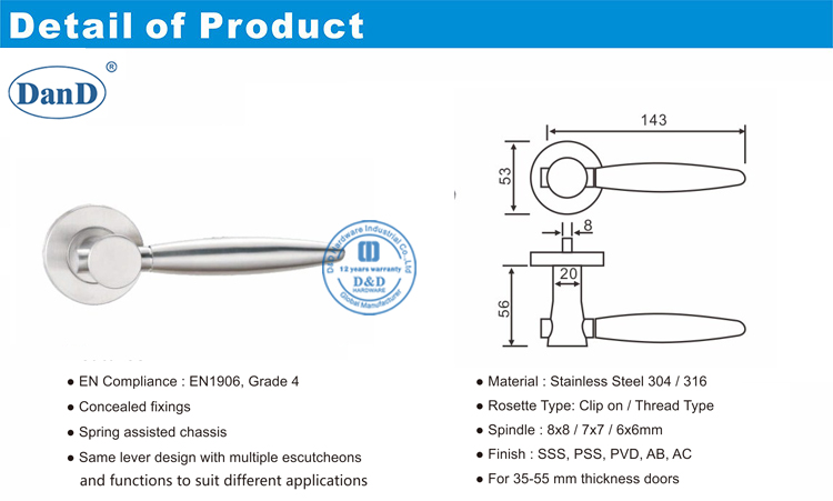 Poign&eacute;es de porte &agrave; levier Ext&eacute;rieur-D et D mat&eacute;riel D et D