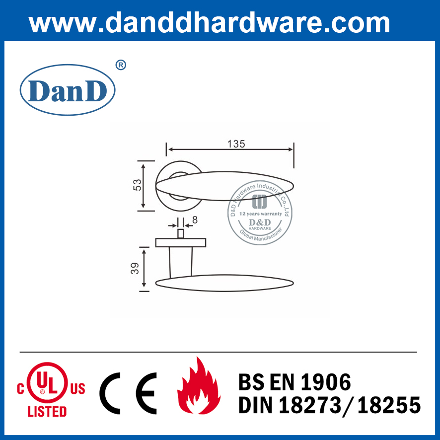 Acier inoxydable 304 Poignée de levier de porte commerciale contemporaine-DDSH021