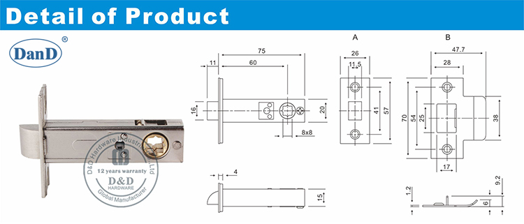 Hardware Lock-D et D de la porte mortaise