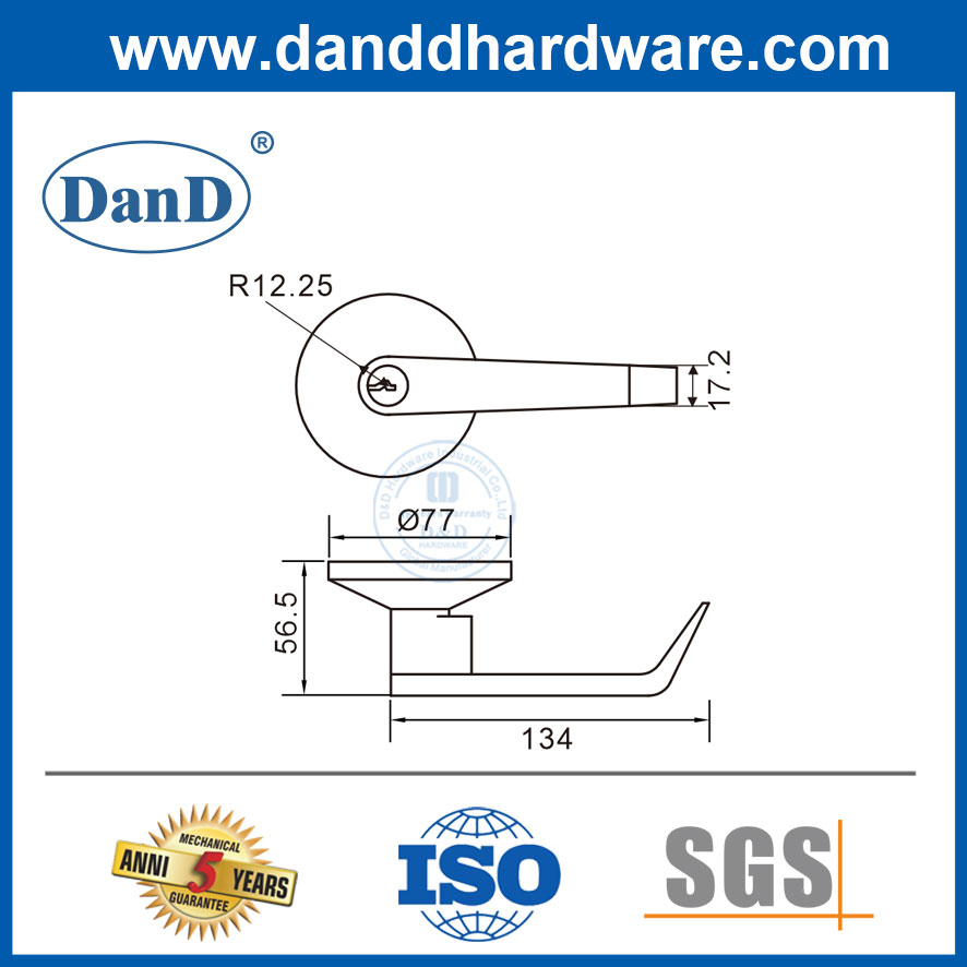 Alliage de zinc / acier inoxydable corps cylindrique en acier durné standard standard bar de panique trim-ddpd012