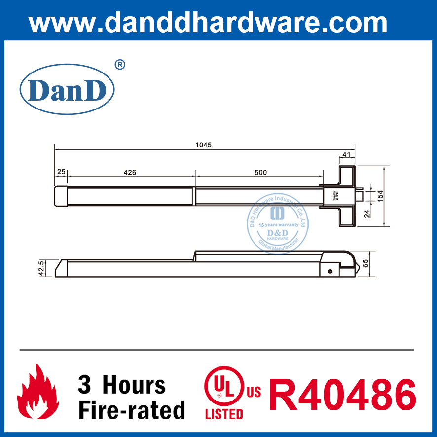 UL Listed Rim Type Fire Exit Dispositif Touch Bar Bar Panique Bar-DDPD003