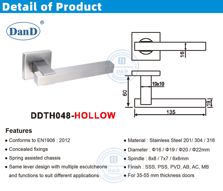 Poign&eacute;es carr&eacute;es pour les portes