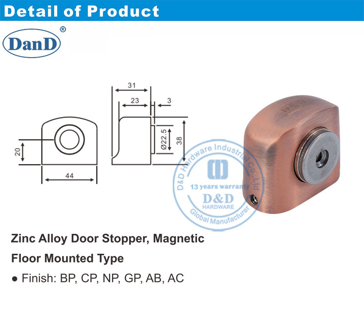 Arr&ecirc;t de porte en cuivre antique