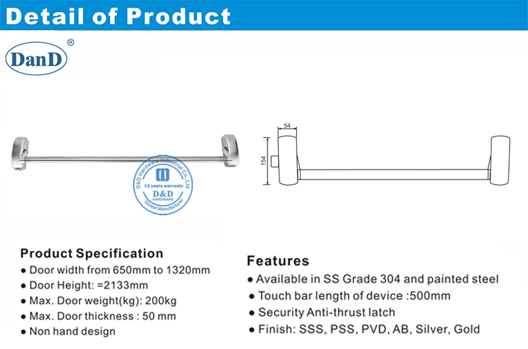 Bar-D de panique de sortie d'urgence et mat&eacute;riel D