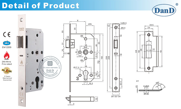 CE EN12209 Night Latch Lock-D et D Hardware