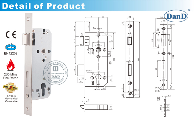 Fire Proof Sash Lock-D et D Hardware
