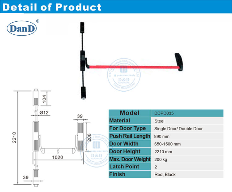 Dispositif de sortie de panique &agrave; barre transversale