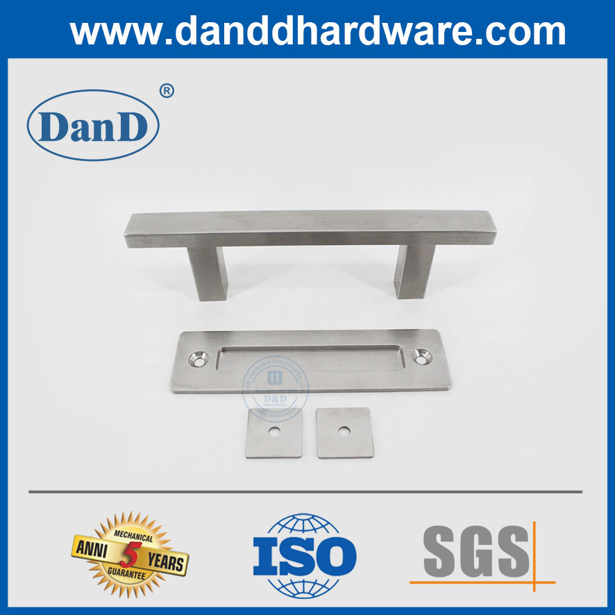 Porte de grange matériel coulissant carré en argent en acier inoxydable porte de grange Pulls-ddbd103