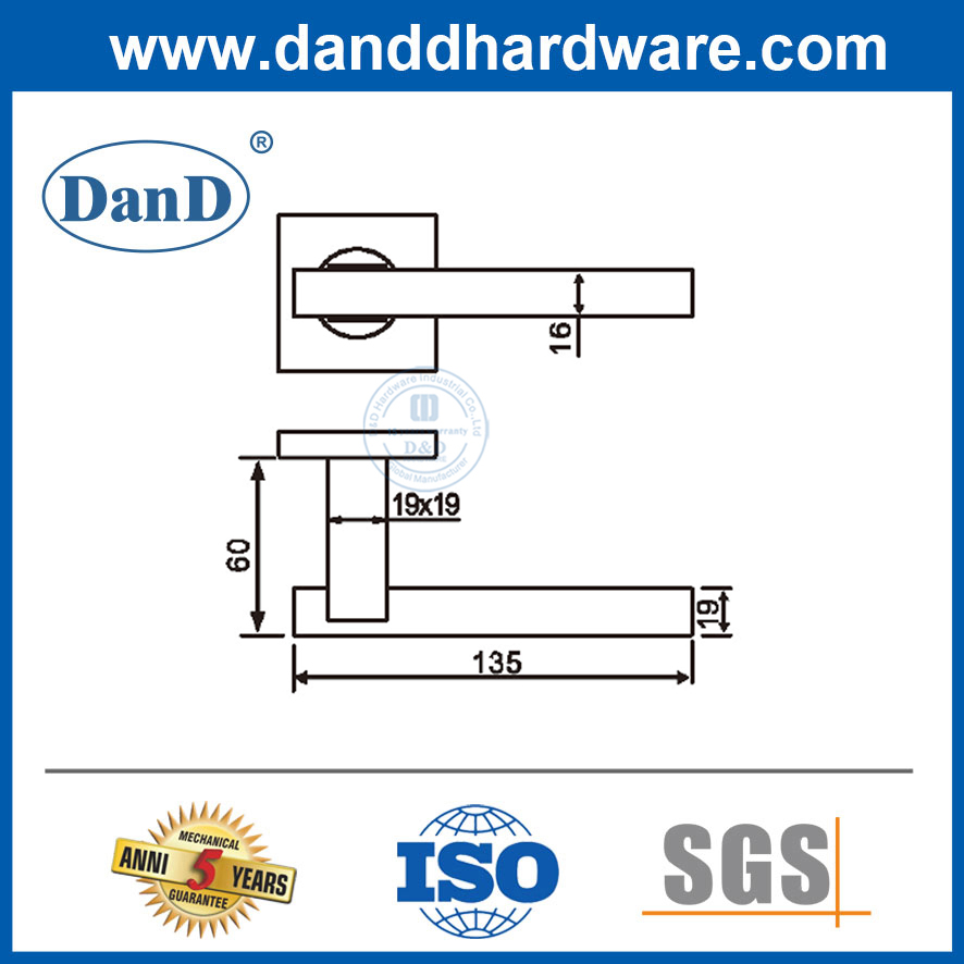 Types de poignées de portes commerciales Poignées carrées en acier inoxydable pour les portes-DDTH048