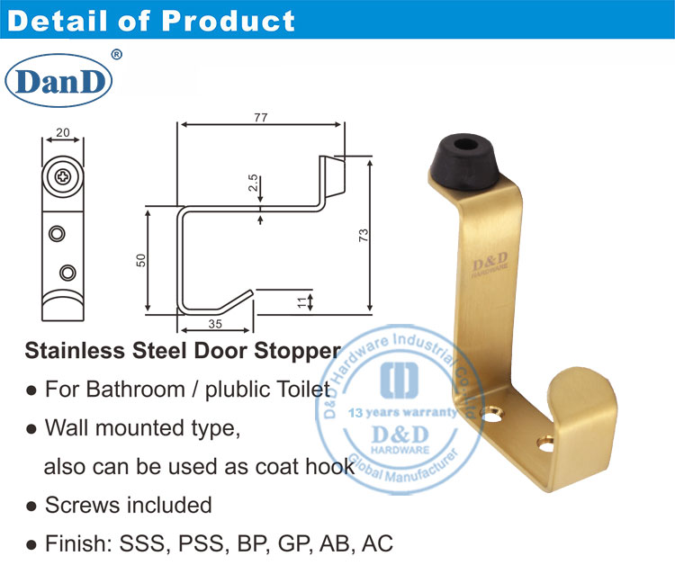 Bouchon de porte en laiton en satin