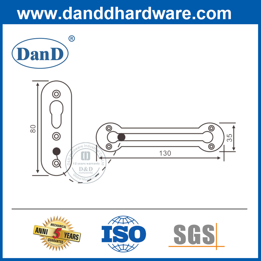 Chaîne de sécurité Porte Lock de chaîne en acier inoxydable pour la porte d'entrée-DDG003