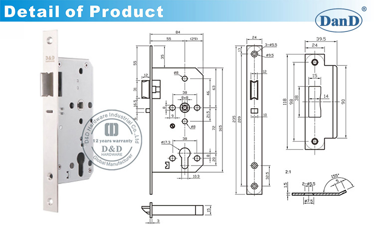 Mortise Classroom Lock-D et D Hardware