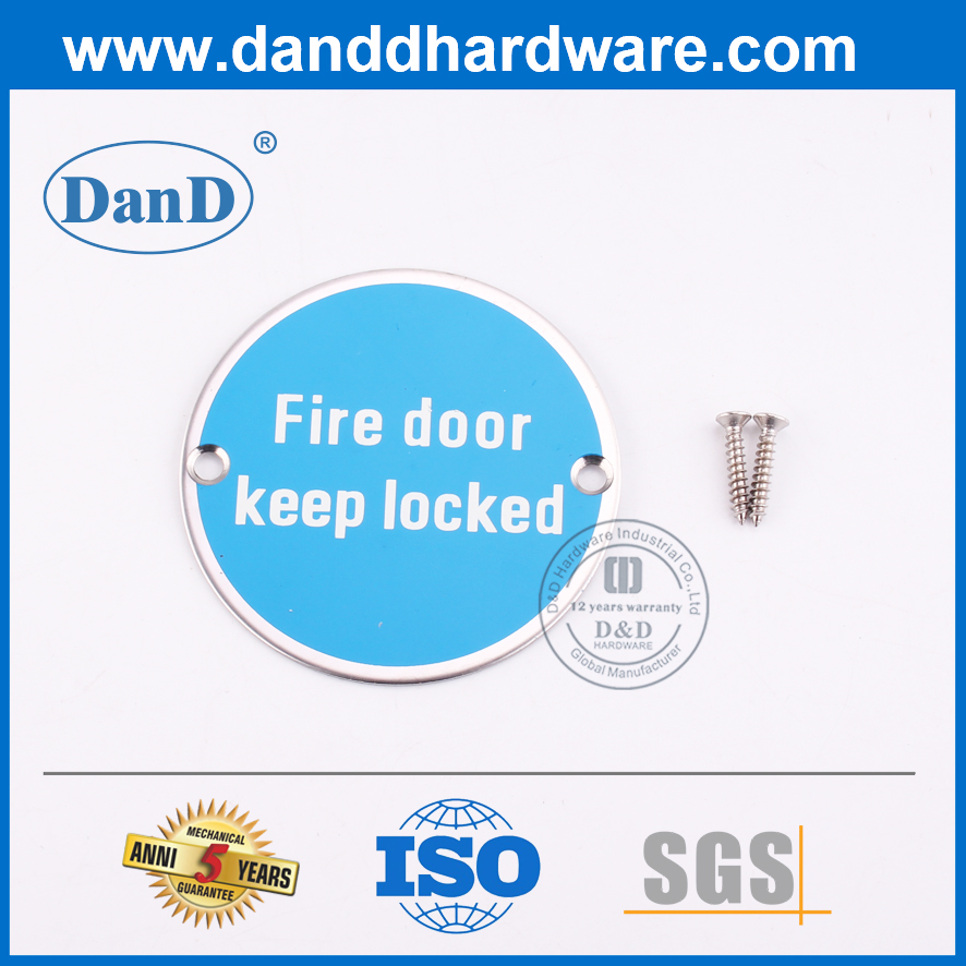 Signe d'indication de porte de feu en acier en acier inoxydable - DDSP007