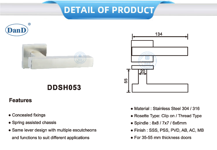 Poign&eacute;e de porte carr&eacute;e